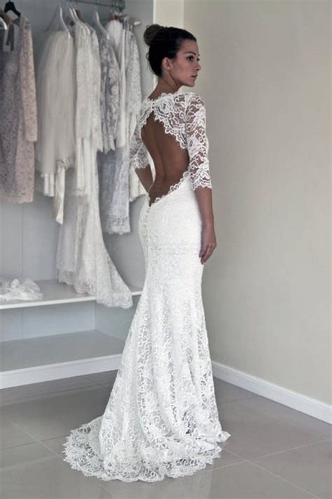 Mermaid 3 4 Length Sleeves Lace Wedding Dresses Bridal Gowns 3030315