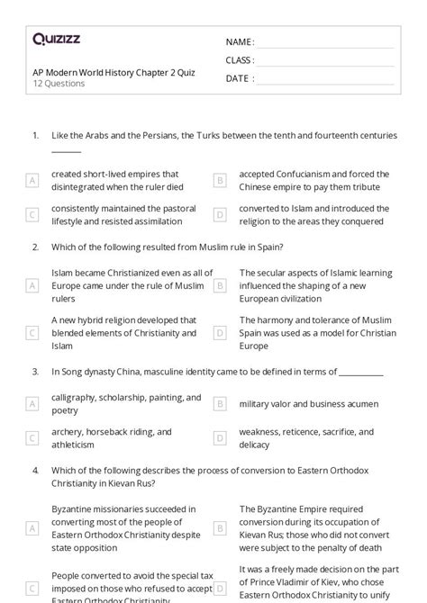 50 Modern World History Worksheets On Quizizz Free And Printable