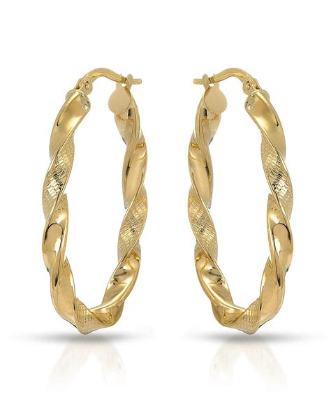 Gold Twist Hoop Earrings Made In Italy Bloomgem