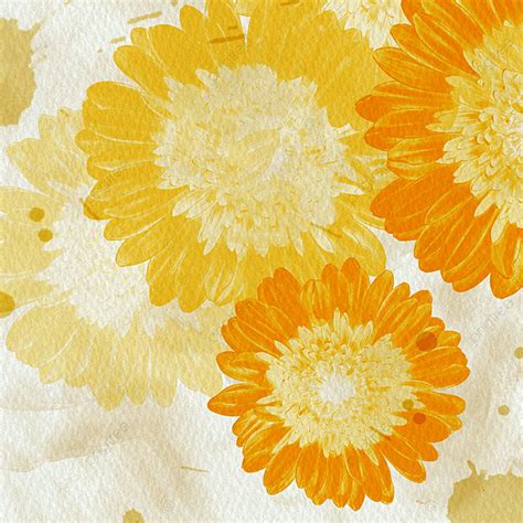 Beautiful Light Yellow Vintage Floral Paper Texture Watercolor Background Floral Background