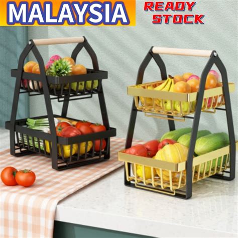 2 Layers Onion Rack Fruit Basket Rak Bawang Bertingkat Vegetable