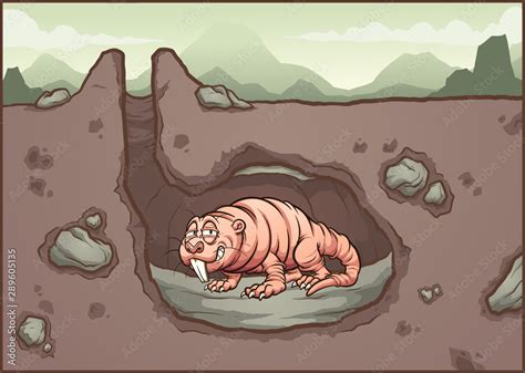 Naked Mole Rat Smiling In It S Burrow Clip Art Vector Illustration
