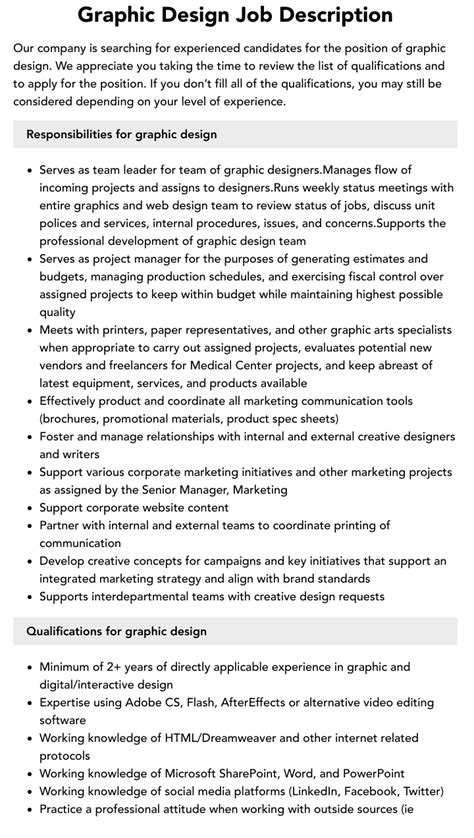 Graphic Design Job Description Velvet Jobs