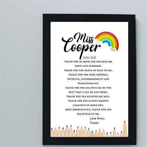 Teacher Thank You Poem Gift - Etsy