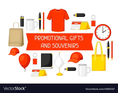 Advertising background with promotional gifts Vector Image