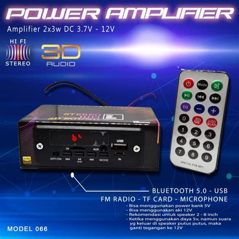 066 Power Ampli Amplifier Bluetooth Usb Fm Radio Aux Lazada Indonesia