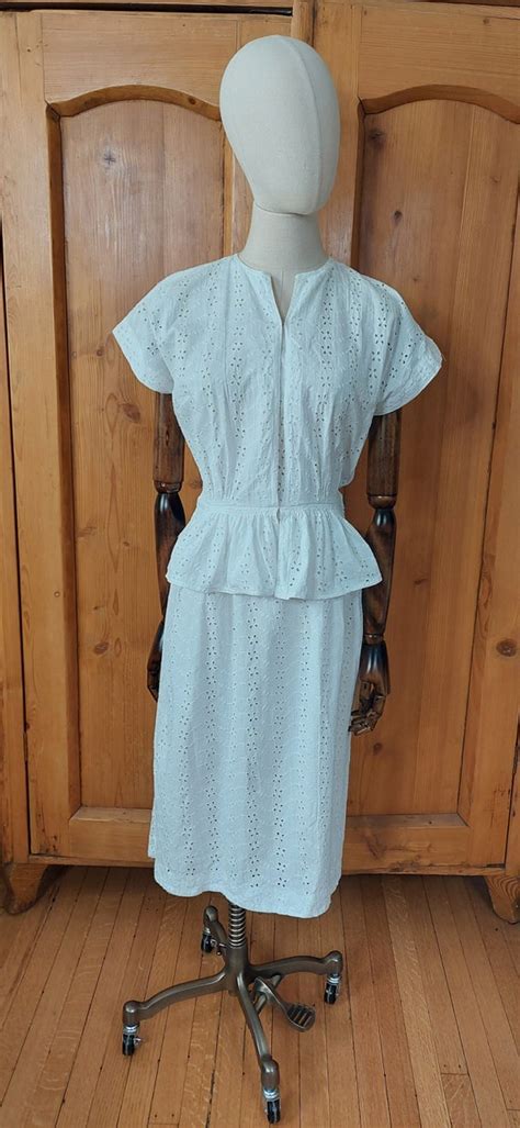 40s White Eyelet Dress Gem