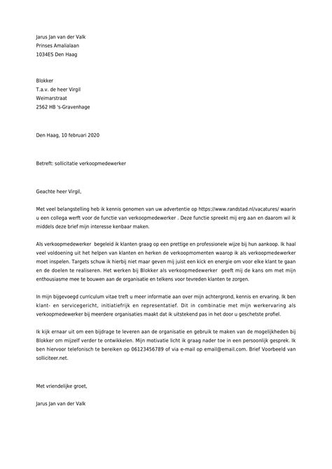 Voorbeeld Van Een Goede Sollicitatiebrief Sollicitatiebrieven Porn
