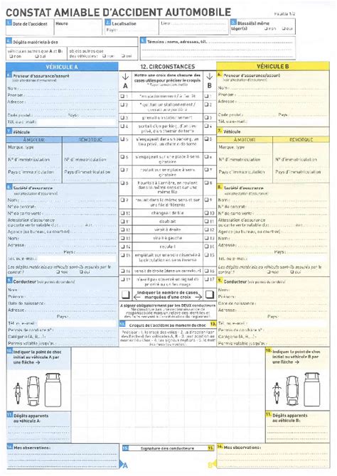 Comment Remplir Un Constat Amiable Constat Amiable Accident