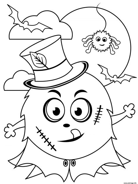 Coloriage Halloween Monstre Devant La Lune Dessin Halloween à imprimer