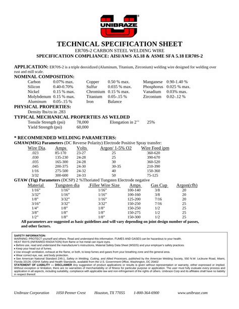 PDF TECHNICAL SPECIFICATION SHEET UNIBRAZEunibraze DataSheets