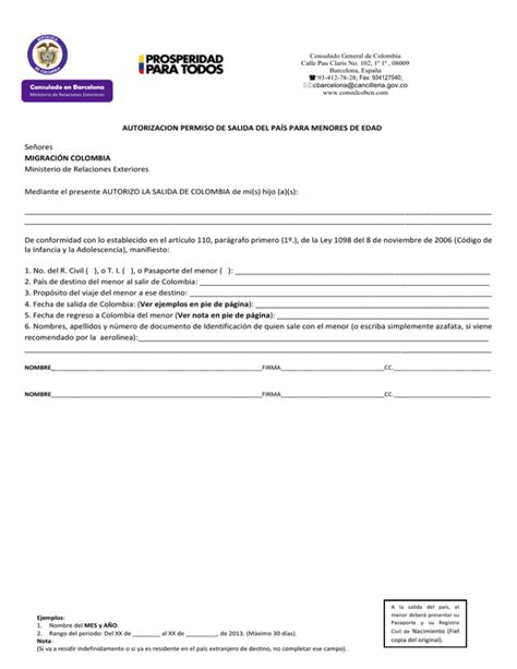 AUTORIZACION PERMISO DE SALIDA DEL PAÍS PARA MENORES