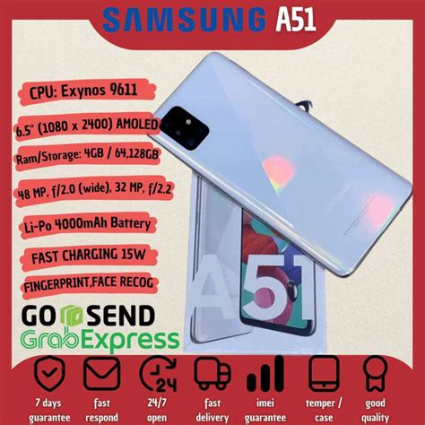 Jual SAMSUNG GALAXY A51 6 128GB FULLSET ORIGINAL RESMI EX SEIN Di