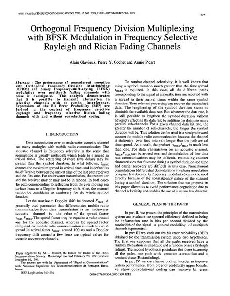 PDF Orthogonal Frequency Division Multiplexing With BFSK Modulation