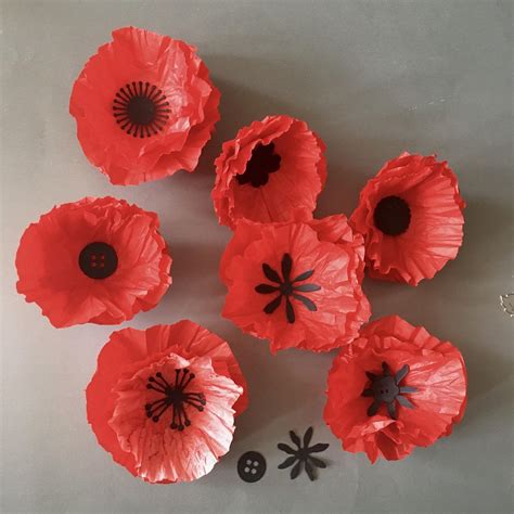 ANZAC Tissue Paper Poppies DIY Flower Craft Tutorial