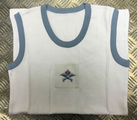 Genuine Royal Air Force Raf Pti White Vest With Blue Trim All Sizes