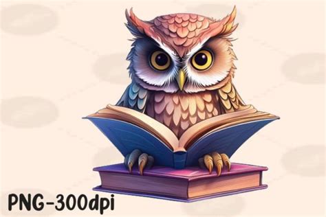 Cute Owl Reading Open Book Sublimation Graphic By PrintExpert