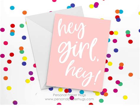 Hey Girl Card Hey Girl Hey Funny Friendship Card Etsy