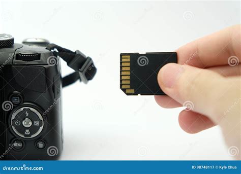 Inserting Sd Card Into A Dslr Camera Stock Image Image Of Micro