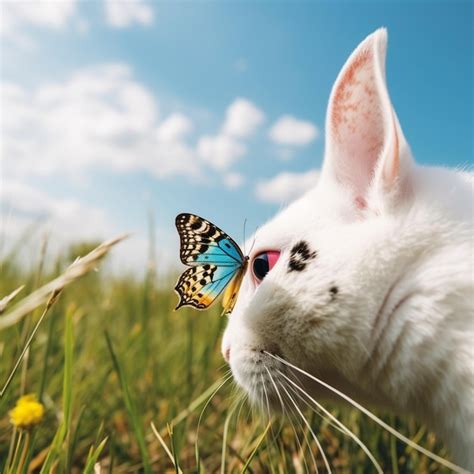 Premium Ai Image A Cat With A Butterfly On Its Nose Looks At A