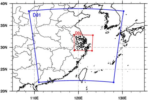 The Domains Of The Wrf Model Domain Configuration In This Study The