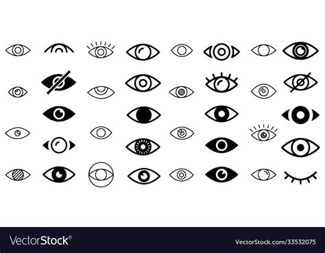 Eyes And Eye Icon Set Collection Royalty Free Vector Image