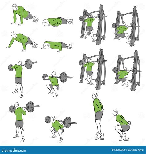 Sistema De Ejercicios Sistemáticos Del Levantamiento De Pesas Stock De