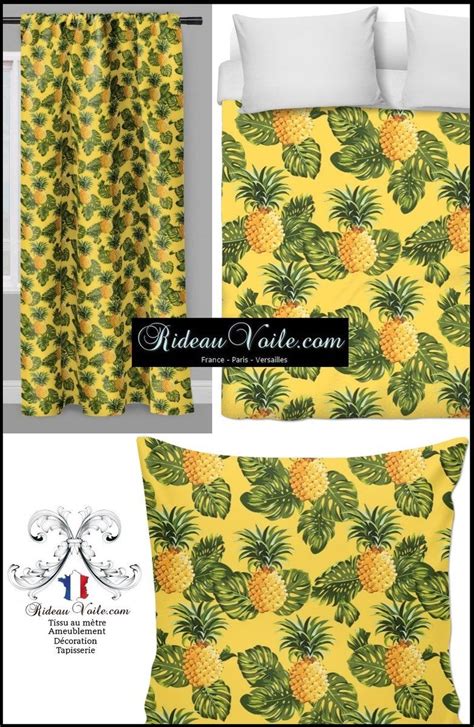 Tropical Exotique Fruit Ananas Sur Rideau Couette Coussin Floral Tissu