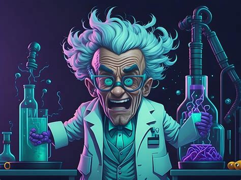 Premium AI Image Mad Scientist Or Crazy Professor Character In