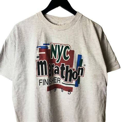 Vintage NYC Marathon Finisher T Shirt 1995 Vintage 90s Gray Large L