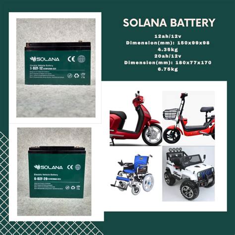 Jual Battery Aki Baterai Accu Solana 12v 12ah Electric Vehicle Baterai