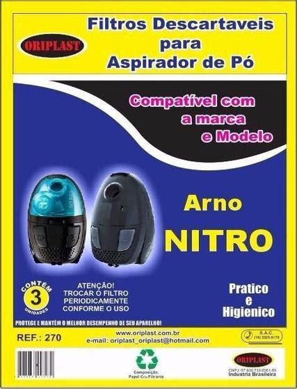 Kit c 3 Sacos Descartáveis Aspirador Arno Nitro 1300 Oriplast Saco