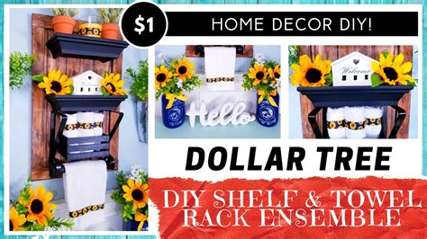 Diy Dollar Tree Floating Shelf And Towel Rack Ensemble Bathroom