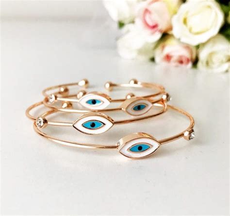 Stainless Steel Mati Evil Eye Bangle Bracelet GREEK GIFT SHOP