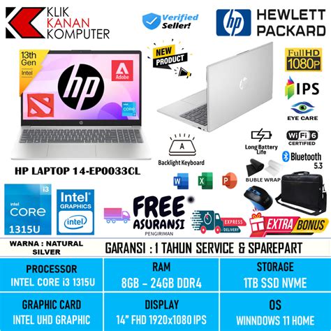 Jual Laptop Slim Hp Intel Core I U Gen Ram Gb Tb Ssd Fhd