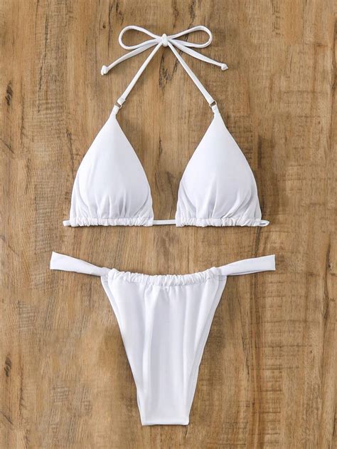 Conjunto de Maiô Bikini de 2 Peças Moda Nova de 2024 Cor Sólida Sexy
