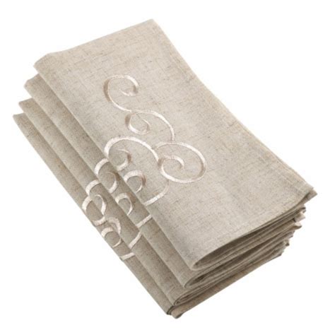 Saro Lifestyle 20 In Square Embroidered Swirl Design Linen Blend