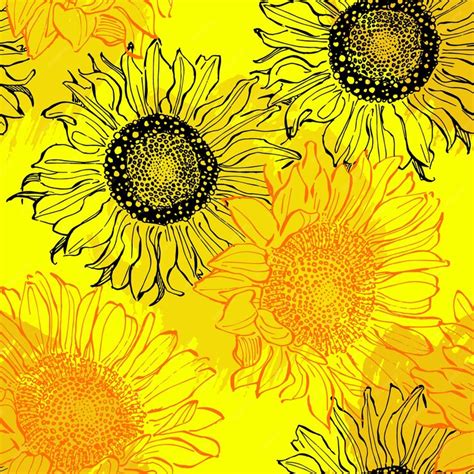 Premium Vector Sunflower Seamless Patterns