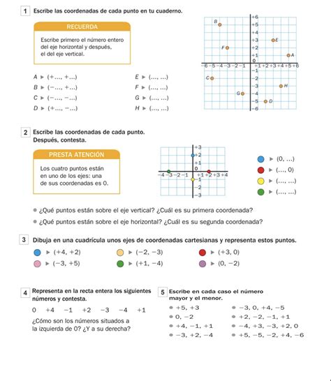 Sexto Ejercicios Coordenadas Cartesianas