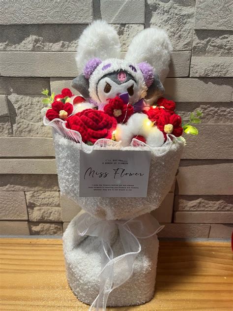 Sanrio Bunny Ears Crochet Flower Bouquet Kuromi My Melody Cinnamoroll