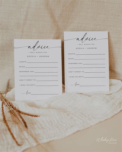 Minimalist Wedding Advice Card Template Instant Download Editable Best