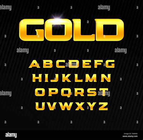 Golden Alphabet Bold Headline Letters With Serif Modern Font For