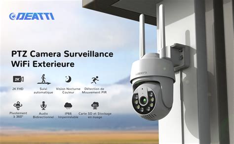 DEATTI Upgrade Version 2K PTZ Camera Surveillance WiFi Exterieure