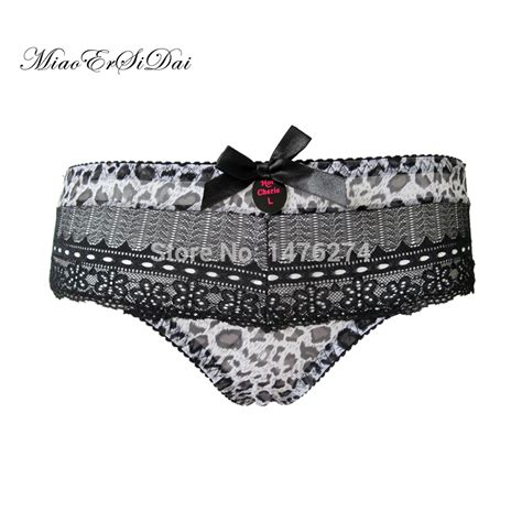 Women Sexy Leopard Printed Underwear Panties Lace Patchwork Underwear