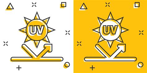 Uv Radiation Icon In Comic Style Ultraviolet Cartoon Vector