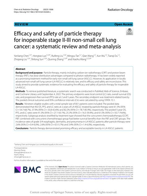 PDF Efficacy And Safety Of Particle Therapy For Inoperable Stage II