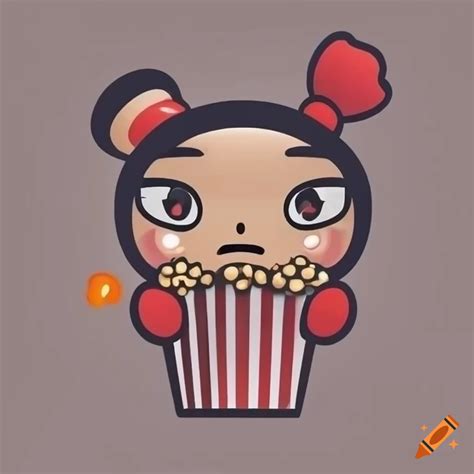 Simplistic Logo Of A Pucca With Popcorn