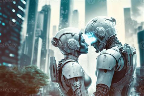 Two Robots In Love A Couple Artificial Intelligence Digital Technology Digital Smart World