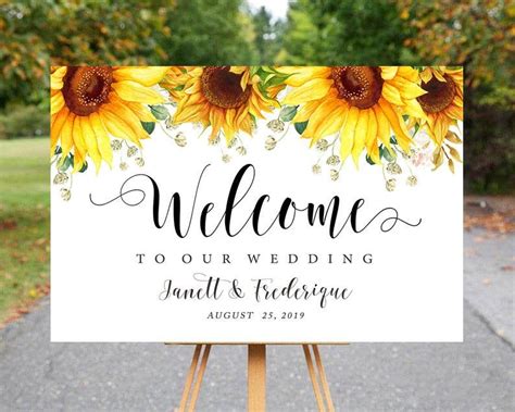 Sunflower Editable Wedding Party Sign Printable Welcome To Our Wedding