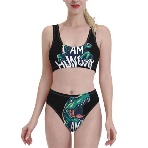 Bixox Hungry Tyrannosaurus Pattern Two Piece Sports Bikini With U